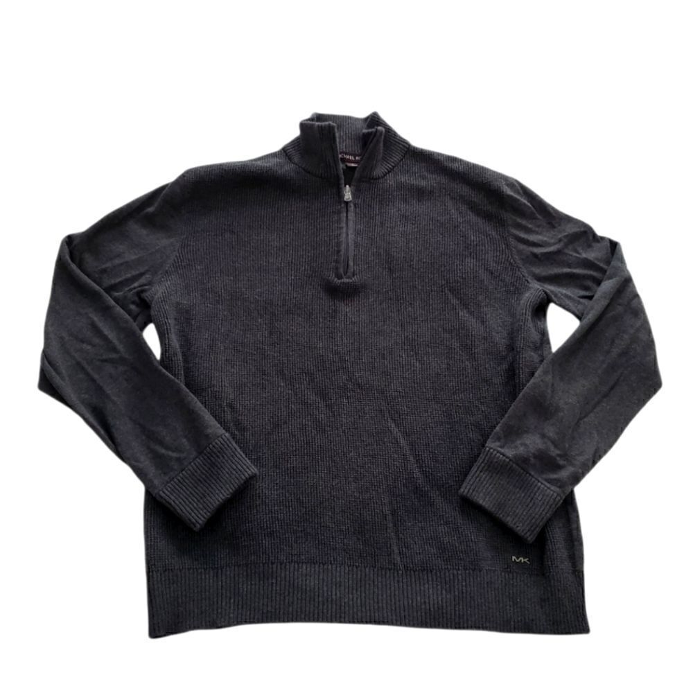 Michael Kors Cotton 1/4 Zip Waffle Sweater